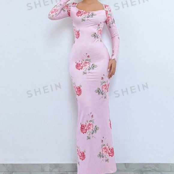 SHEIN Floral Sweetheart bodycon dress - Picture 2 of 7